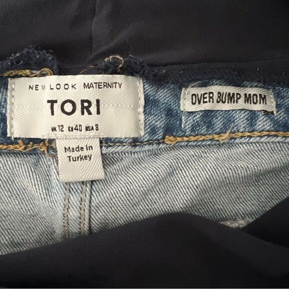Tori Over Bump Mom Jeans Size 8 Maternity Blue Denim Straight Leg Cotton - Picture 6 of 12